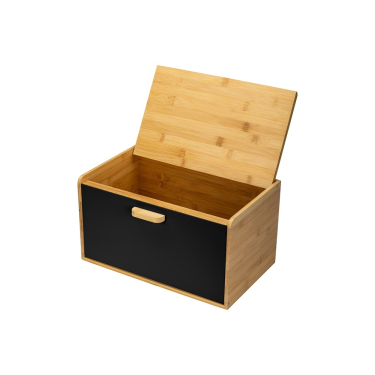 Chlebak pojemnik na chleb LAVARO czarny z bambusem gładki